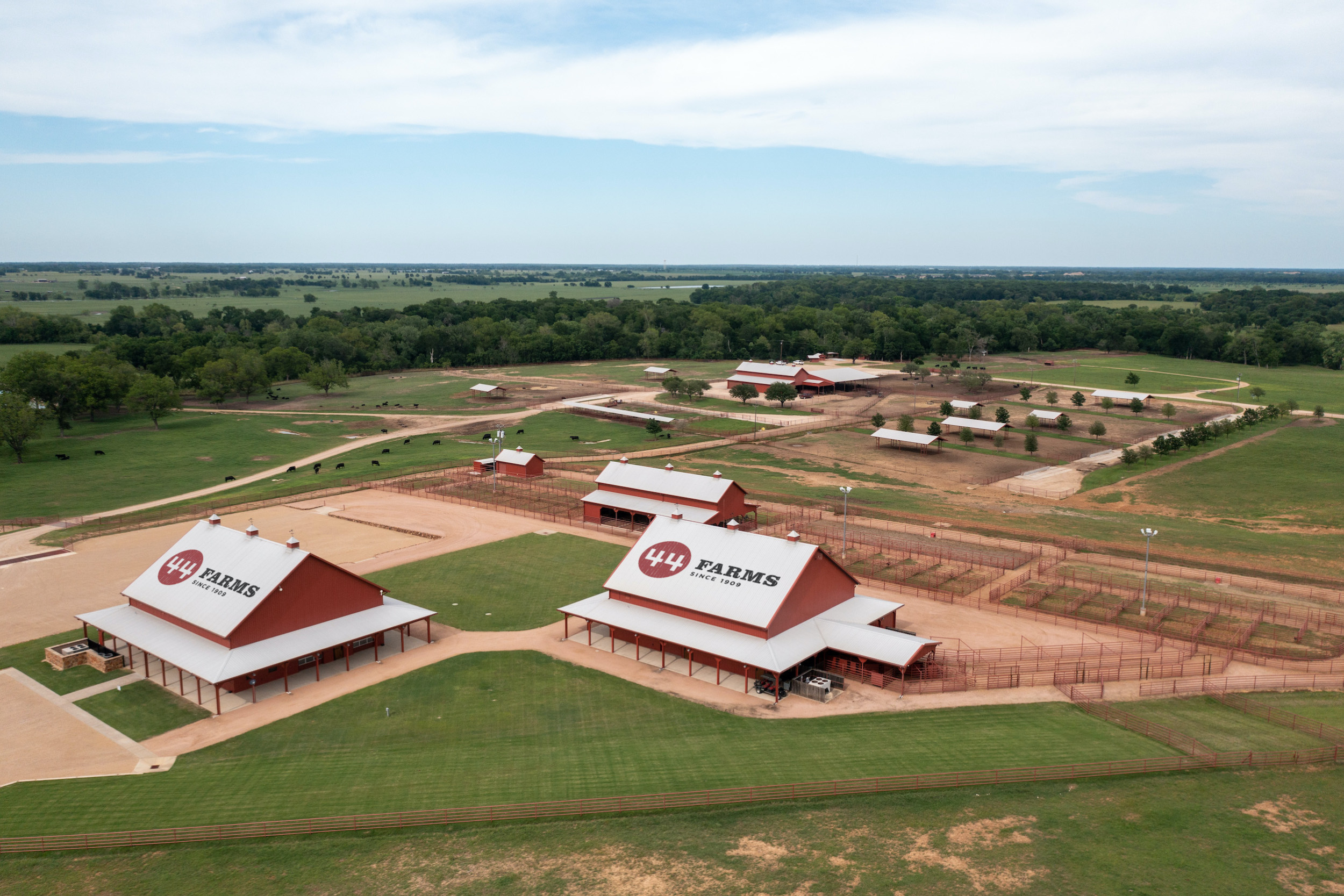 Aerial view of 44 Farms barns