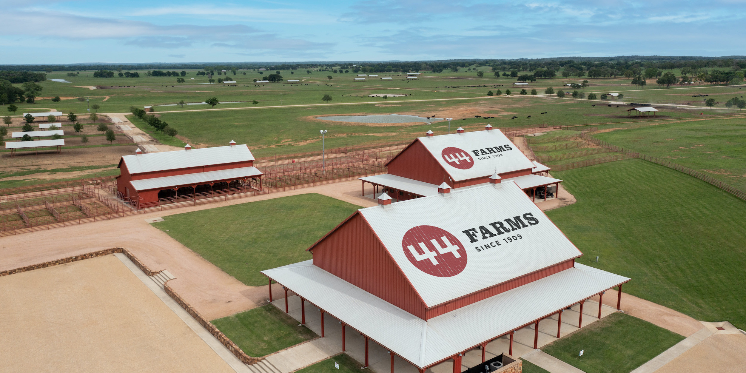 Aerial view of 44 Farms barns